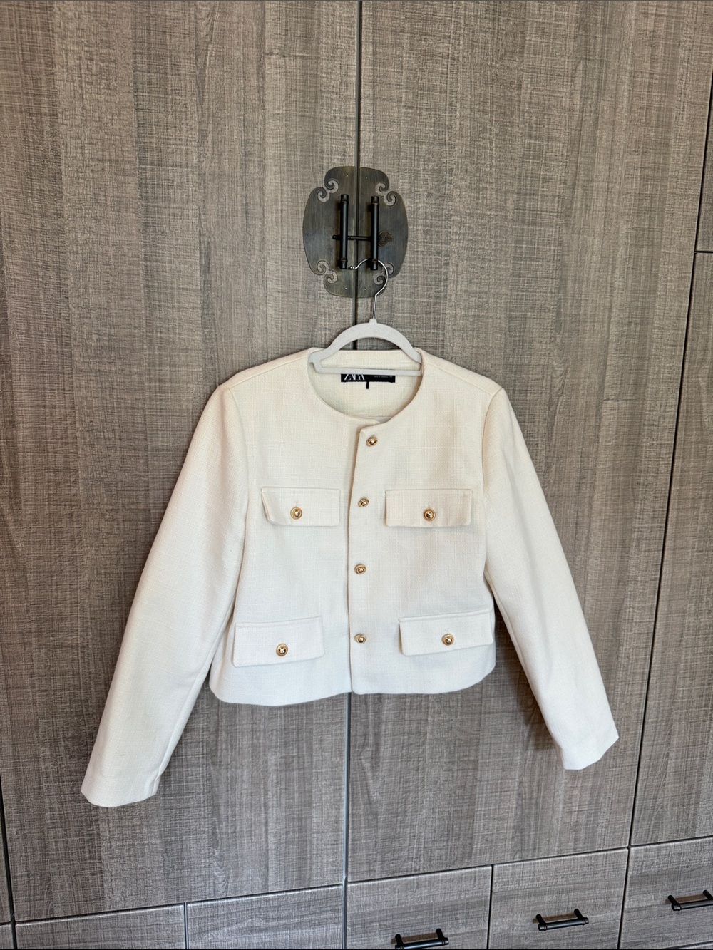 Zara Cropped Button-Front Jacket
